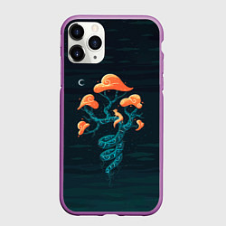 Чехол iPhone 11 Pro матовый Лис на волшебном дереве, цвет: 3D-фиолетовый