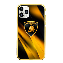 Чехол iPhone 11 Pro матовый Lamborghini - Жёлто-чёрный абстракция