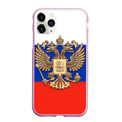 Чехол iPhone 11 Pro матовый Герб России на фоне флага