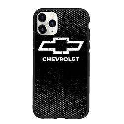 Чехол iPhone 11 Pro матовый Chevrolet с потертостями на темном фоне, цвет: 3D-черный
