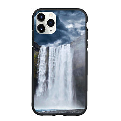 Чехол iPhone 11 Pro матовый Водопад Скогафосс, цвет: 3D-черный