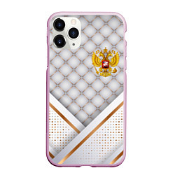 Чехол iPhone 11 Pro матовый Герб России white gold