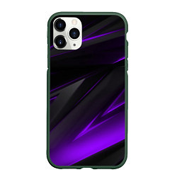 Чехол iPhone 11 Pro матовый Черно-фиолетовая геометрическая абстракция, цвет: 3D-темно-зеленый