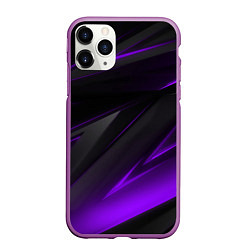 Чехол iPhone 11 Pro матовый Черно-фиолетовая геометрическая абстракция, цвет: 3D-фиолетовый