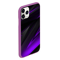 Чехол iPhone 11 Pro матовый Черно-фиолетовая геометрическая абстракция, цвет: 3D-фиолетовый — фото 2