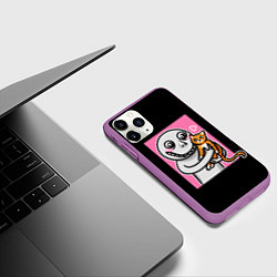Чехол iPhone 11 Pro матовый Человек и кот, цвет: 3D-фиолетовый — фото 2