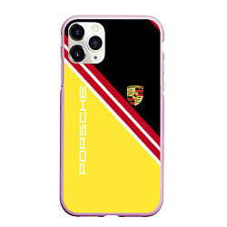 Чехол iPhone 11 Pro матовый Porsche - полосы, цвет: 3D-розовый