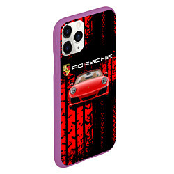 Чехол iPhone 11 Pro матовый Porsche - авто, цвет: 3D-фиолетовый — фото 2