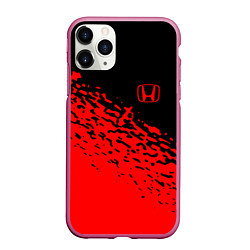Чехол iPhone 11 Pro матовый Honda - красные брызги, цвет: 3D-малиновый