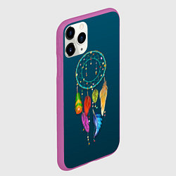 Чехол iPhone 11 Pro матовый Ловец снов - индейский амулет, цвет: 3D-фиолетовый — фото 2