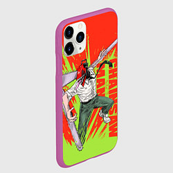 Чехол iPhone 11 Pro матовый Человек-бензопила : Дэндзи резня, цвет: 3D-фиолетовый — фото 2