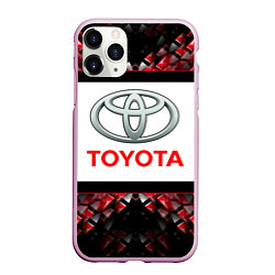 Чехол iPhone 11 Pro матовый Toyota - абстракция - лого, цвет: 3D-розовый