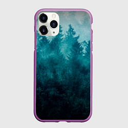 Чехол iPhone 11 Pro матовый Темный хвойный лес, цвет: 3D-фиолетовый