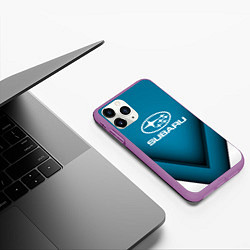 Чехол iPhone 11 Pro матовый Subaru - абстракция, цвет: 3D-фиолетовый — фото 2