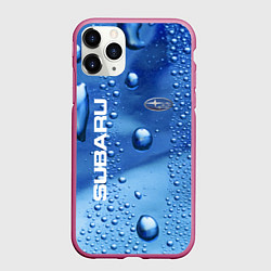 Чехол iPhone 11 Pro матовый Subaru - капли, цвет: 3D-малиновый