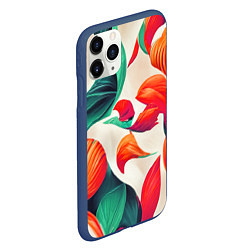 Чехол iPhone 11 Pro матовый Элегантный цветочный орнамент, цвет: 3D-тёмно-синий — фото 2