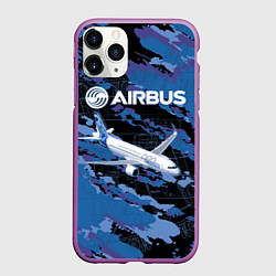Чехол iPhone 11 Pro матовый Airbus A320 Аэробус, цвет: 3D-фиолетовый