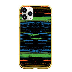 Чехол iPhone 11 Pro матовый Мазки цветной краской paint strokes abstract, цвет: 3D-желтый