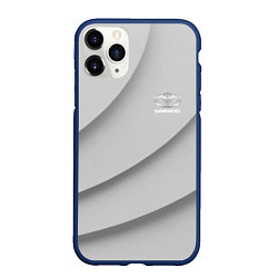 Чехол iPhone 11 Pro матовый Daewoo - серая абстракция, цвет: 3D-тёмно-синий