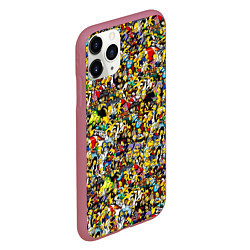 Чехол iPhone 11 Pro матовый Симпсоны все Герои, цвет: 3D-малиновый — фото 2