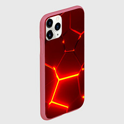 Чехол iPhone 11 Pro матовый Красные неоновые геометрические плиты, цвет: 3D-малиновый — фото 2