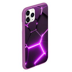 Чехол iPhone 11 Pro матовый Фиолетовые неоновые геометрические плиты, цвет: 3D-фиолетовый — фото 2
