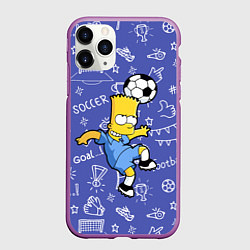 Чехол iPhone 11 Pro матовый Барт Симпсон бьёт футбольный мяч головой, цвет: 3D-фиолетовый