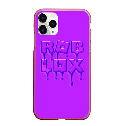 Чехол iPhone 11 Pro матовый Roblox red - Роблокс лого с подтеками, цвет: 3D-малиновый