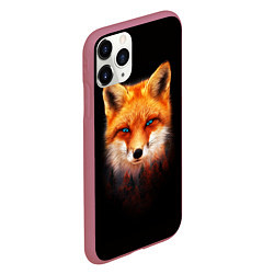 Чехол iPhone 11 Pro матовый Лиса над лесом, цвет: 3D-малиновый — фото 2