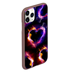 Чехол iPhone 11 Pro матовый Пламенное сердце - паттерн, цвет: 3D-коричневый — фото 2