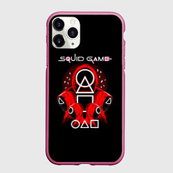 Чехол iPhone 11 Pro матовый Игра в кальмара - Squid Game, цвет: 3D-малиновый