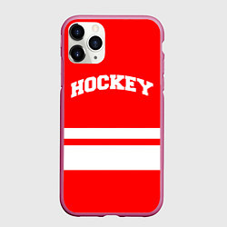 Чехол iPhone 11 Pro матовый Hockey - две волосы, цвет: 3D-малиновый