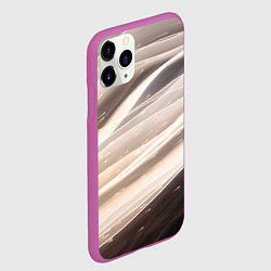 Чехол iPhone 11 Pro матовый Абстрактные волны и огни бесконечности, цвет: 3D-фиолетовый — фото 2