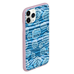 Чехол iPhone 11 Pro матовый Паттерн из створок ракушки - океан, цвет: 3D-розовый — фото 2