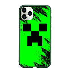 Чехол iPhone 11 Pro матовый Minecraft squares, цвет: 3D-темно-зеленый