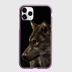 Чехол iPhone 11 Pro матовый Взрослый мудрый волк, цвет: 3D-фиолетовый