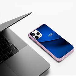 Чехол iPhone 11 Pro матовый Ford - синяя абстракция, цвет: 3D-розовый — фото 2