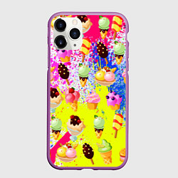 Чехол iPhone 11 Pro матовый Вкусные Мороженки, цвет: 3D-фиолетовый