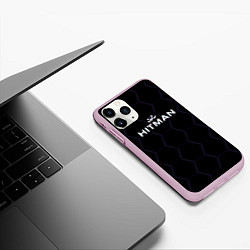 Чехол iPhone 11 Pro матовый Hitman соты неон, цвет: 3D-розовый — фото 2