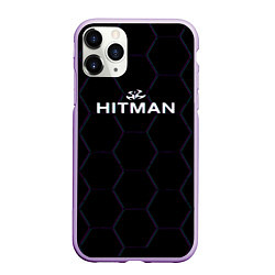 Чехол iPhone 11 Pro матовый Hitman соты неон, цвет: 3D-сиреневый