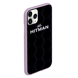 Чехол iPhone 11 Pro матовый Hitman соты неон, цвет: 3D-сиреневый — фото 2