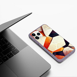 Чехол iPhone 11 Pro матовый Объёмная геометрическая абстракция, цвет: 3D-серый — фото 2