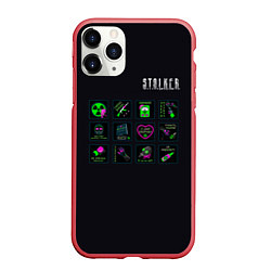 Чехол iPhone 11 Pro матовый STALKER Стикеры Припять, цвет: 3D-красный