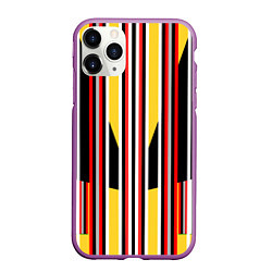 Чехол iPhone 11 Pro матовый Геометрические цветные фигуры полосы geometry, цвет: 3D-фиолетовый