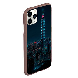 Чехол iPhone 11 Pro матовый Ночной неоновый город, цвет: 3D-коричневый — фото 2