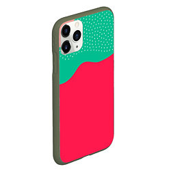 Чехол iPhone 11 Pro матовый Красочные пятна - абстракция, цвет: 3D-темно-зеленый — фото 2
