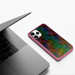 Чехол iPhone 11 Pro матовый Неоновый сетчатый узор, цвет: 3D-малиновый — фото 2