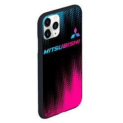 Чехол iPhone 11 Pro матовый Mitsubishi - neon gradient: символ сверху, цвет: 3D-черный — фото 2