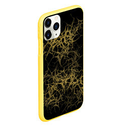 Чехол iPhone 11 Pro матовый Universe in golden crackles abstraction, цвет: 3D-желтый — фото 2