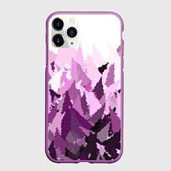 Чехол iPhone 11 Pro матовый Мозаичный узор в розовых и сиреневых тонах на бело, цвет: 3D-фиолетовый